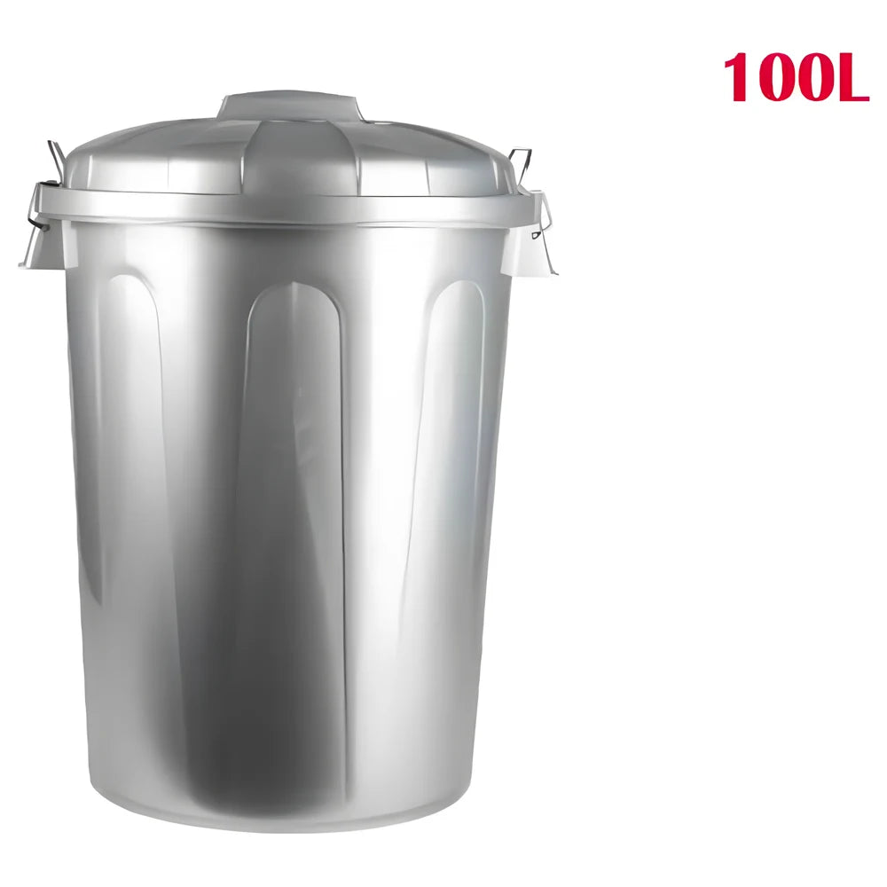 Drum Dustbin 100L Silver - Plastic Forte