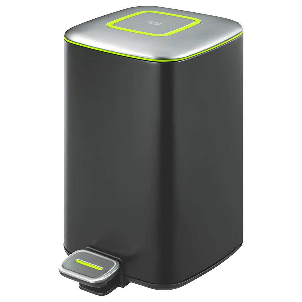 Hydraulic Stainless Steel Trash Bin 6L Black - EKO