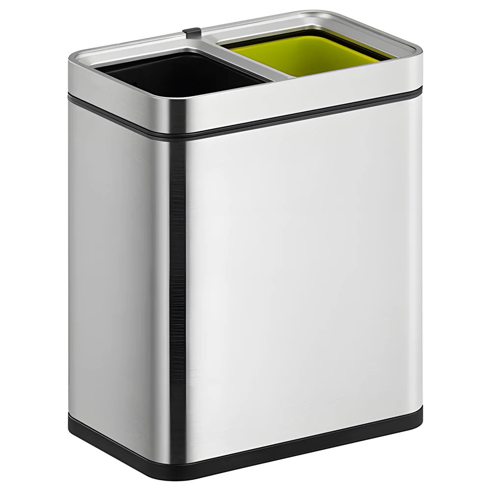 Open Stainless Steel Trash Bin with 2 Baskets - EKO