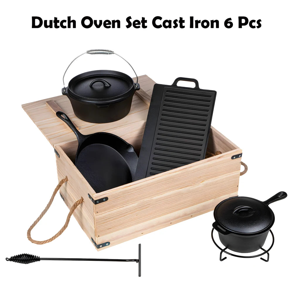 Cast Iron Dutch Oven Set 6 Pcs