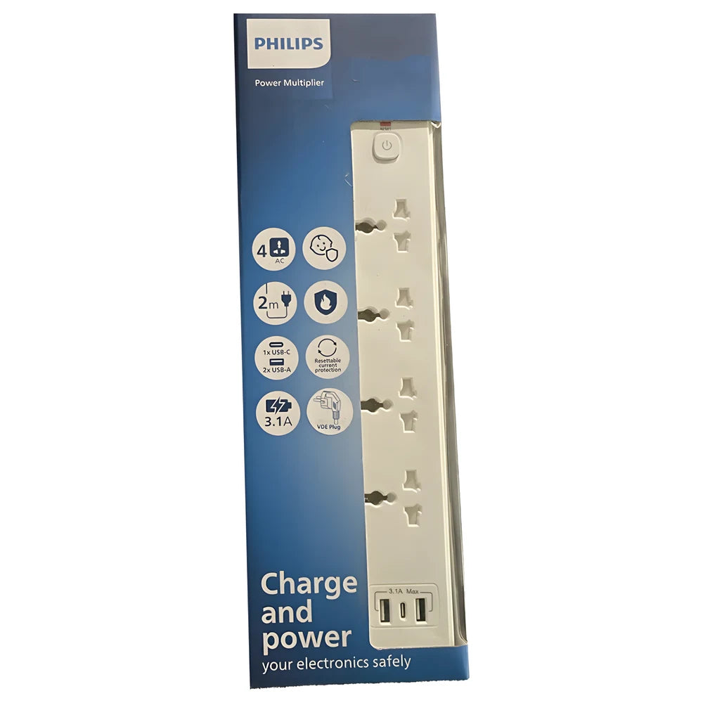 Power Strip 4 AC + 3 USB - Philips