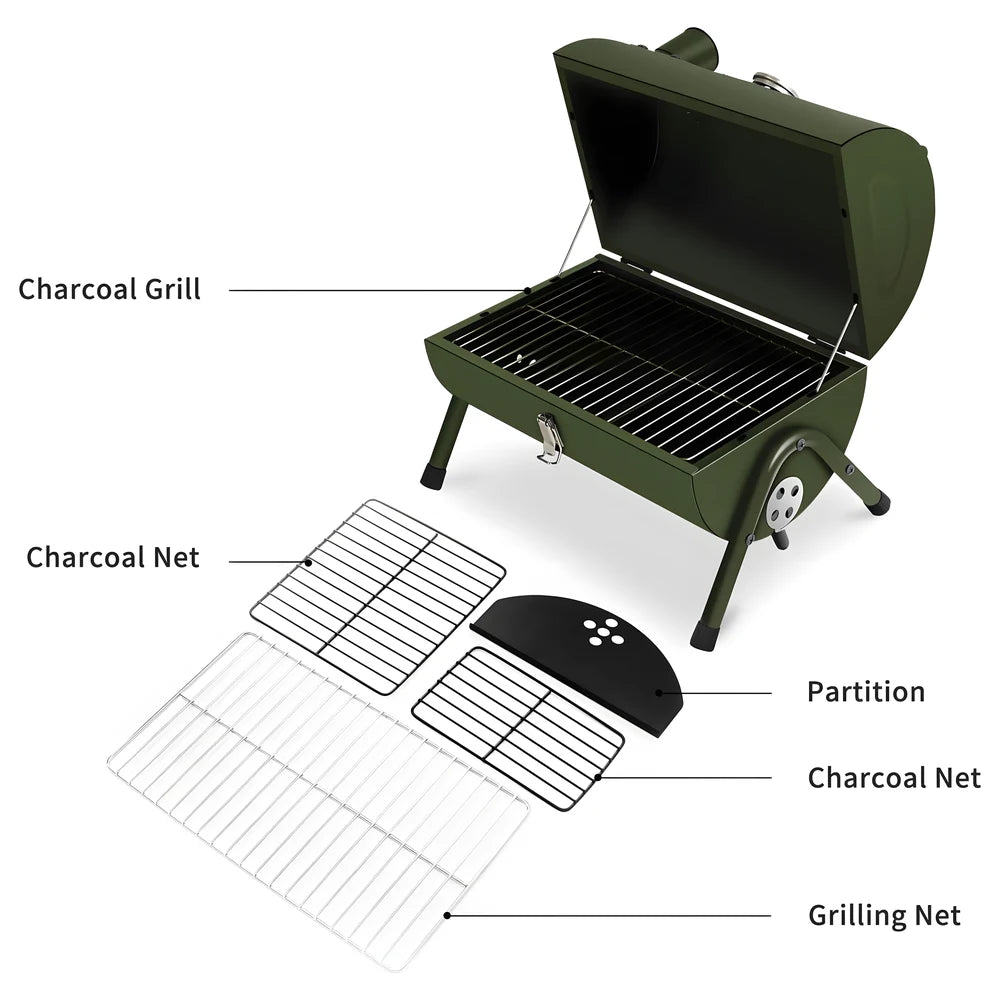 Portable Mini Charcoal Grill Green