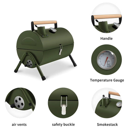 Portable Mini Charcoal Grill Green