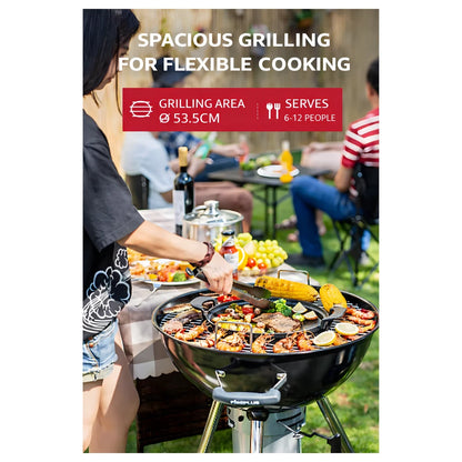 Charcoal BBQ Grill with Thermometer 53cm - Fireplus