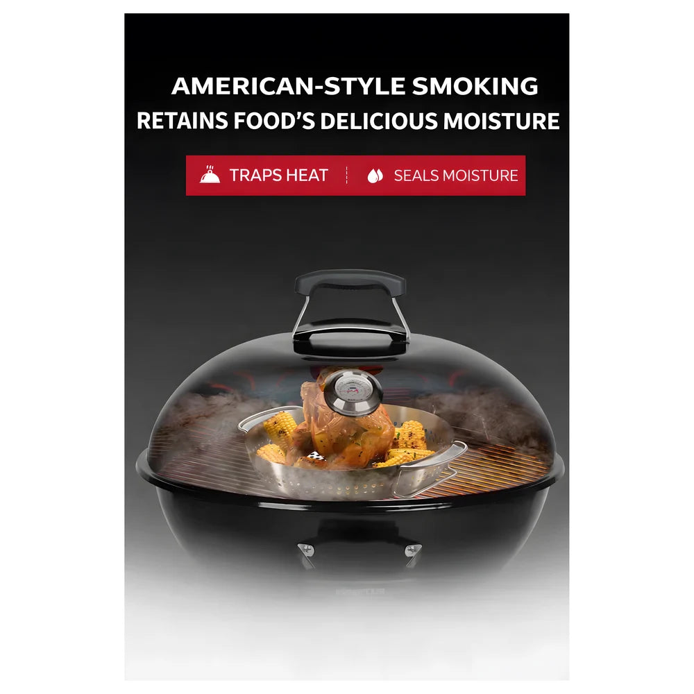 Charcoal BBQ Grill with Thermometer 53cm - Fireplus