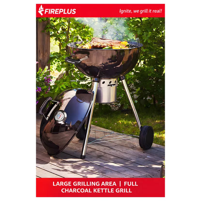 Charcoal BBQ Grill with Thermometer 53cm - Fireplus