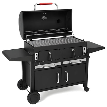 Large Charcoal BBQ Grill with Cabinet - Fireplus