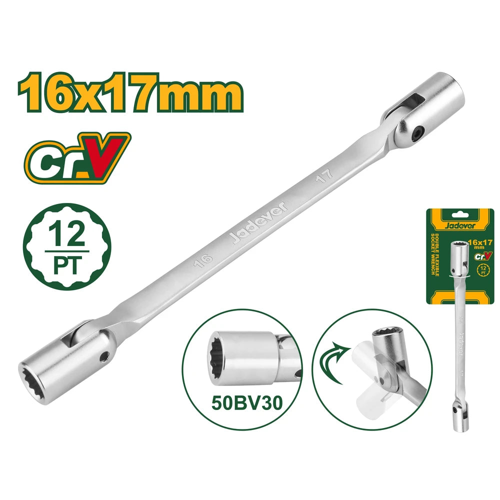 Double Flexible Socket Wrench 16mm&17mm - JADEVER