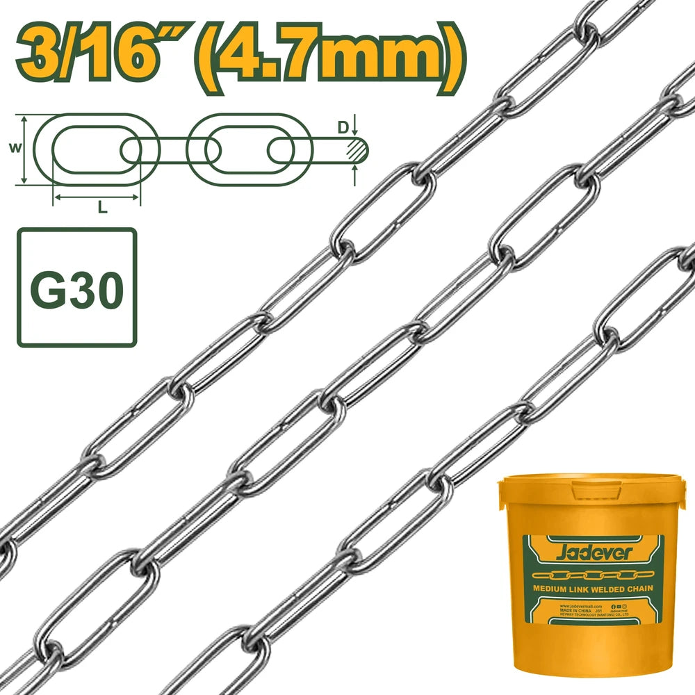 Medium Link Welded Chain 50m - JADEVER