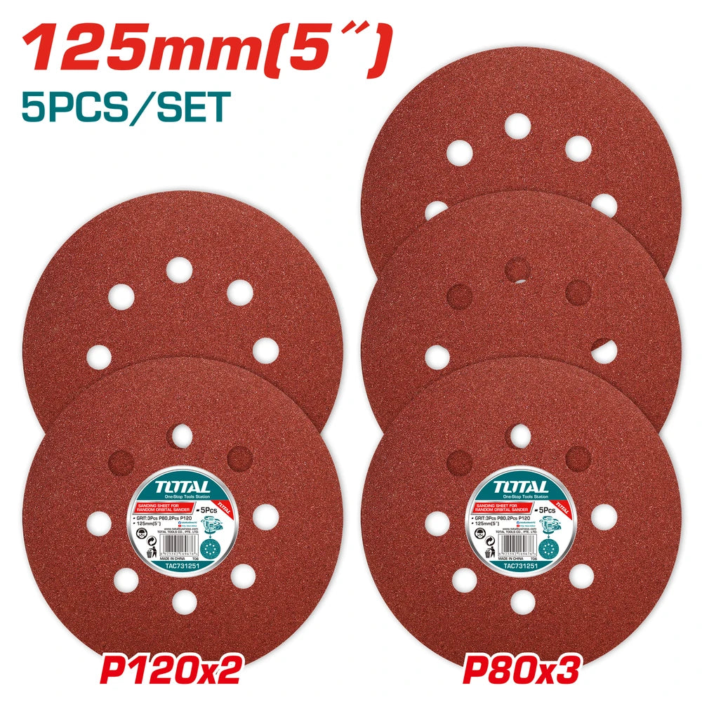 Sanding Sheet for Random Orbital Sander 3pcs P80 2pcs P120 - TOTAL