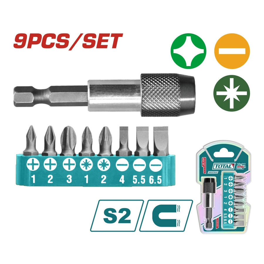 9 Pcs Screwdriver Bits Set - TOTAL