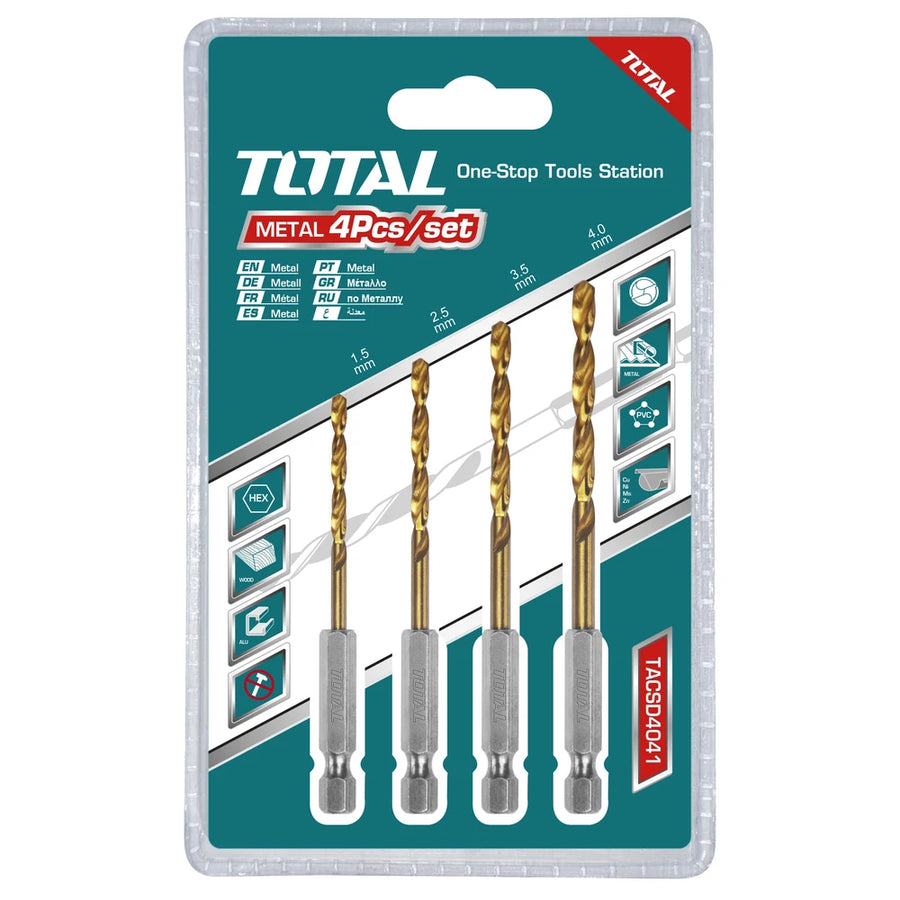HSS Twist Drill Bits Set 1/4" hex - TOTAL