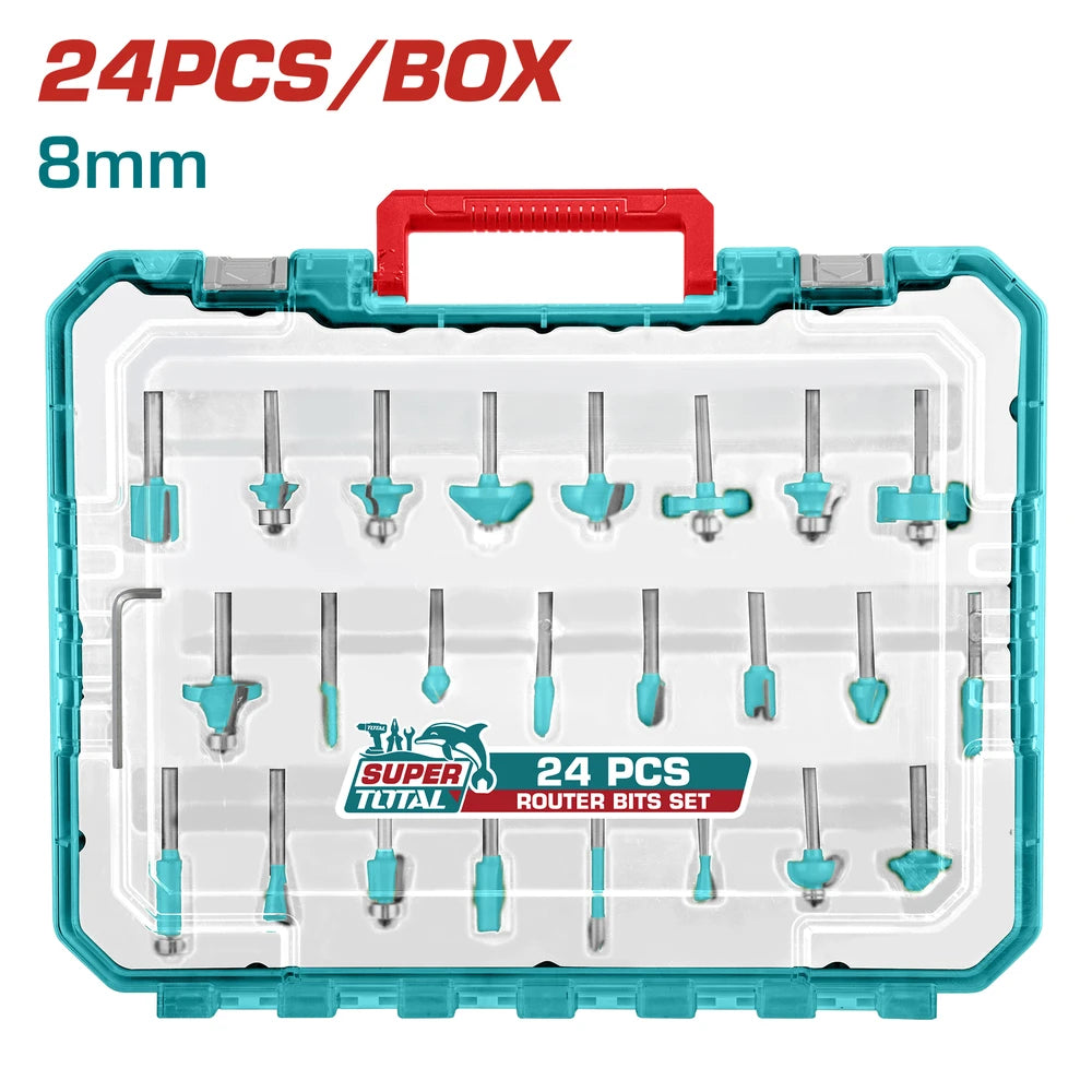 24 Pcs Router Bits Set 8mm - TOTAL