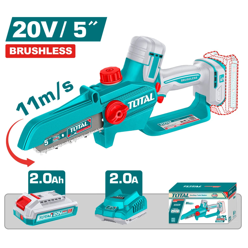 Cordless Pruner Saw 20V 5"(13cm) with Battery - TOTAL