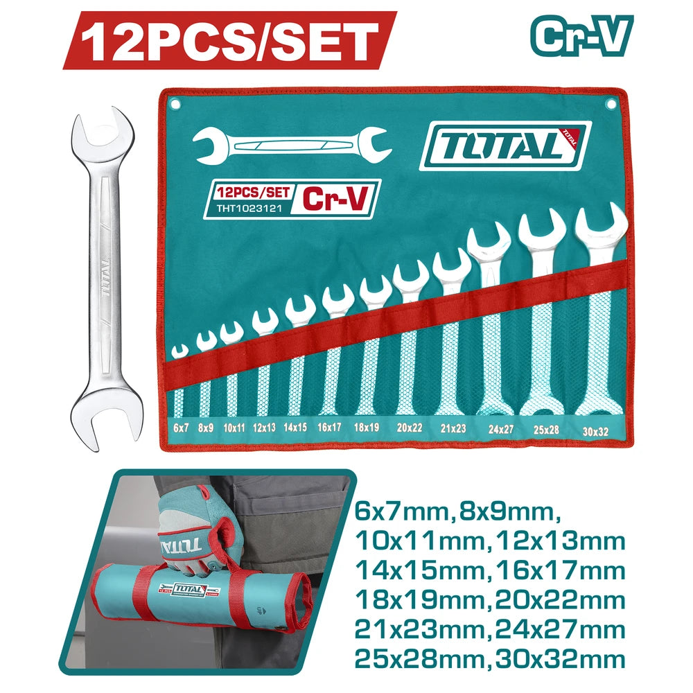 12 Pcs Double Open End Spanner Set - TOTAL
