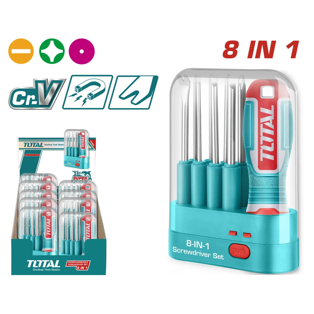 9 Pcs Interchangeable Screwdriver Set - TOTAL