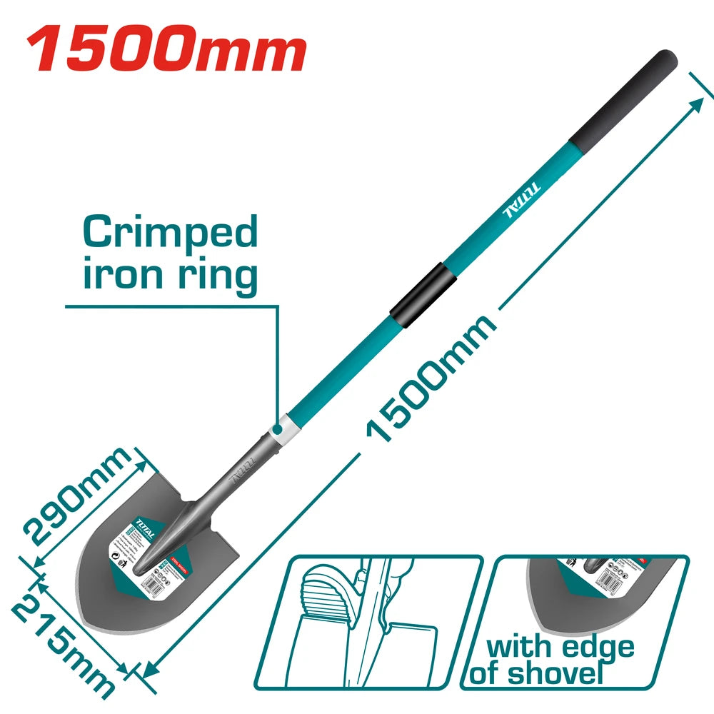 Fiberglass Handle Steel Shovel - TOTAL