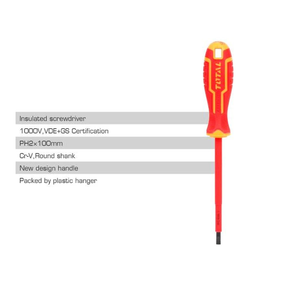 Insulated Screwdriver PH2 100mm - TOTAL