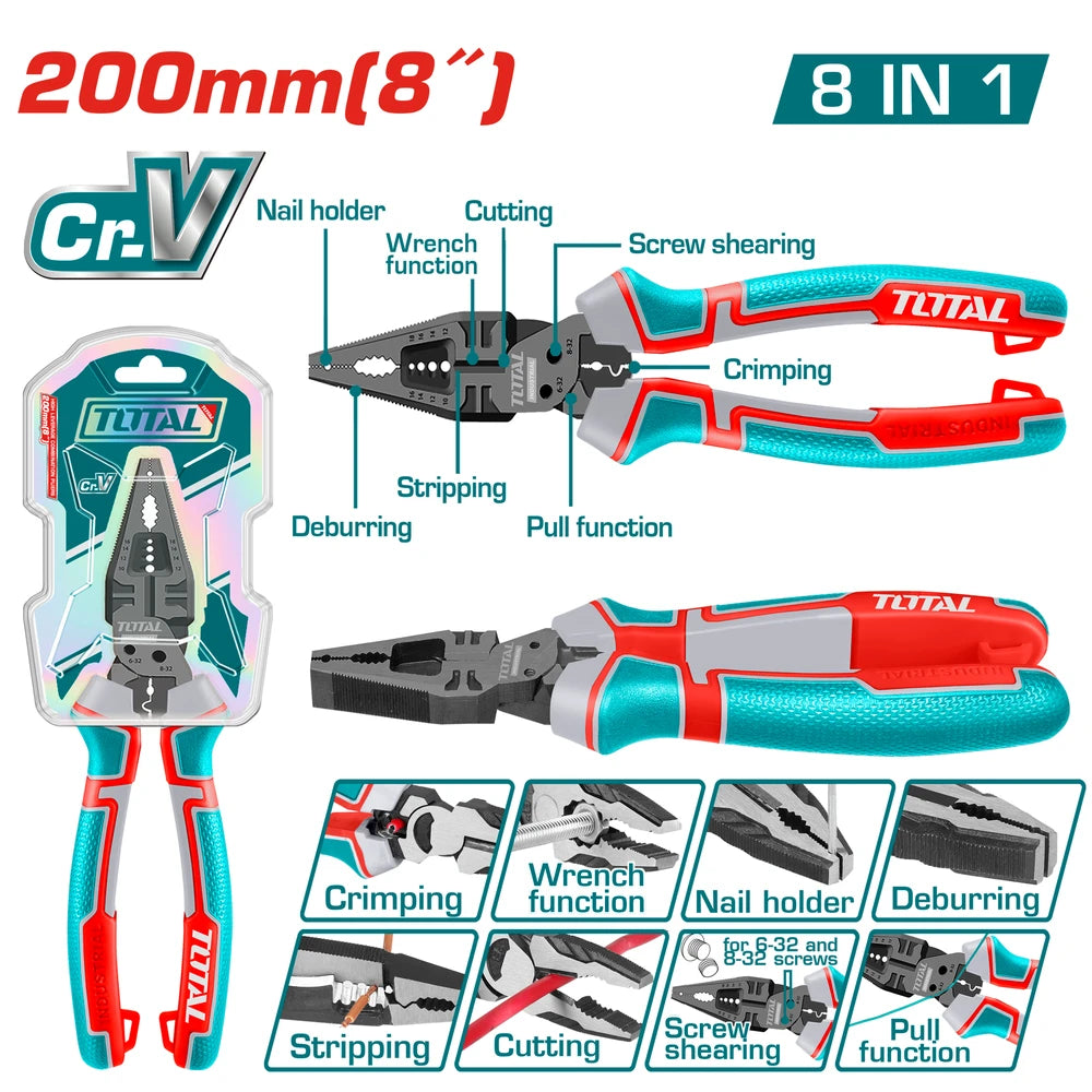 8-in-1 Multi-function Combination Pliers - TOTAL