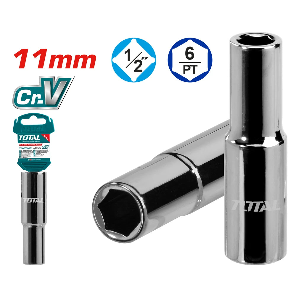 بوكس سداسي طويل Cr-V(50BV30) 11 ملم، قياس 1/2 إنش - توتال
