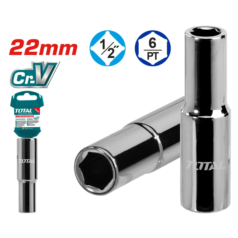 بوكس سداسي طويل Cr-V(50BV30) 22 ملم، قياس 1/2 إنش - توتال