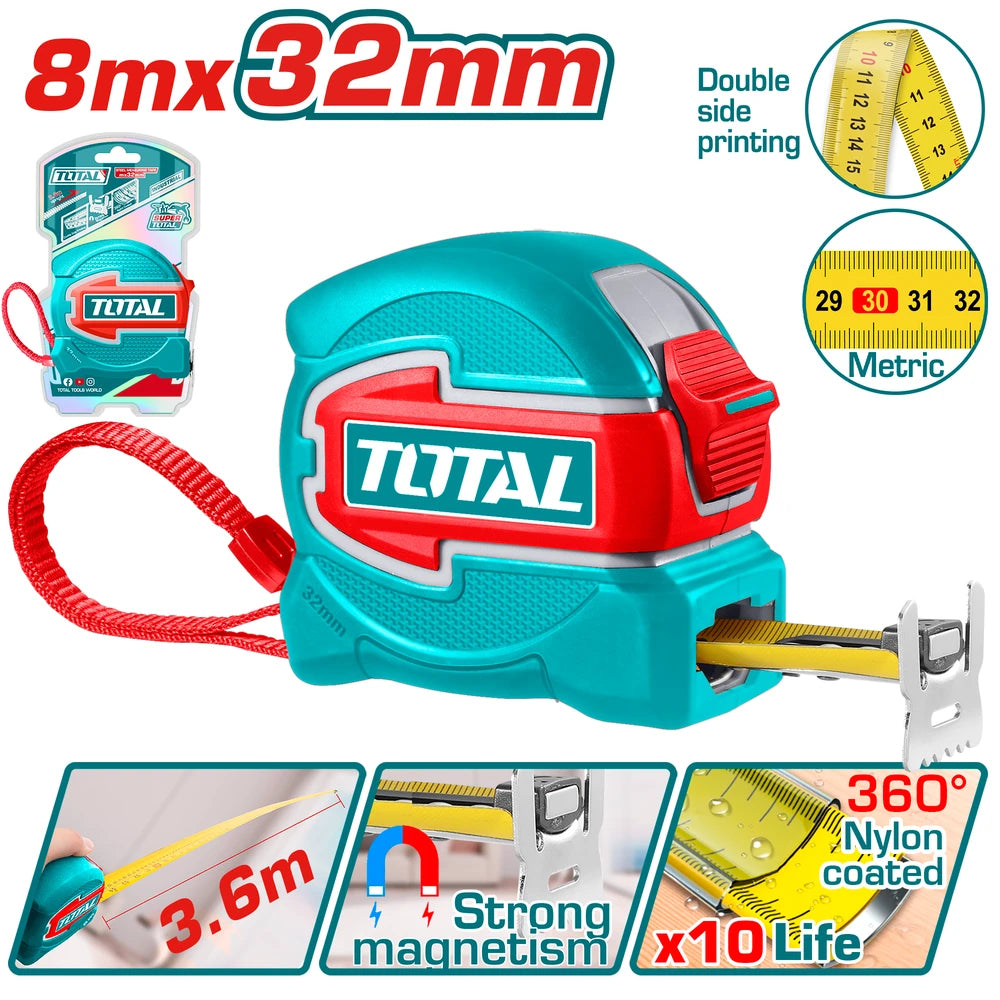 Steel Measuring Tape 8mx32mm - TOTAL
