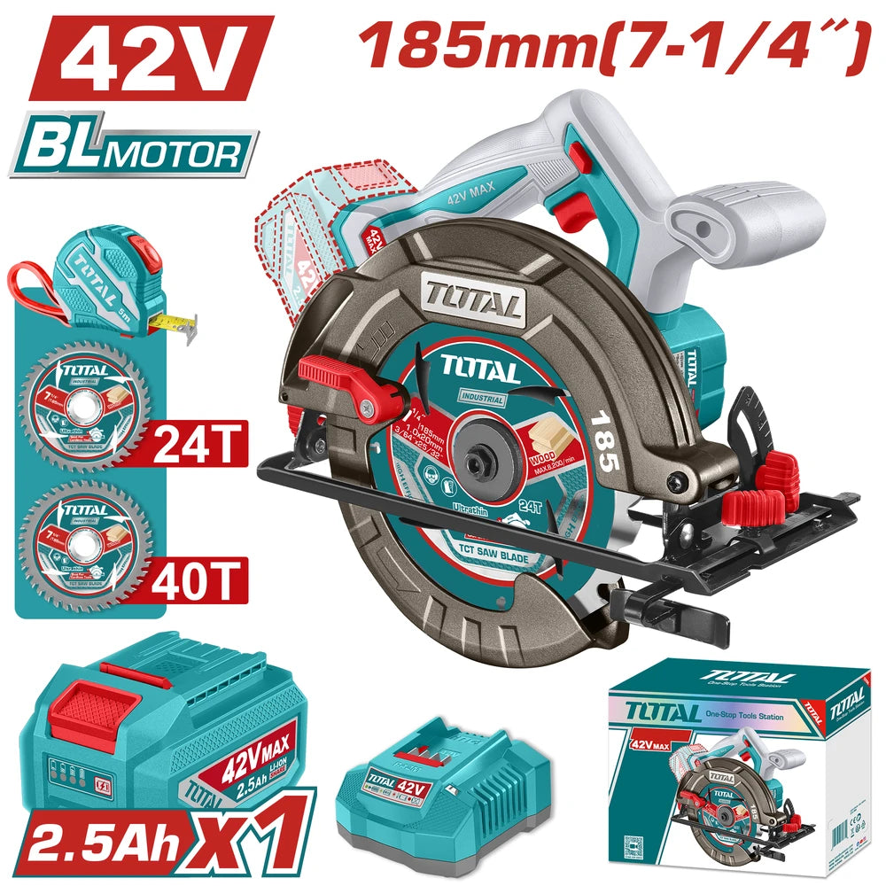 Cordless Circular Saw 42V 185mm with Battery - TOTAL