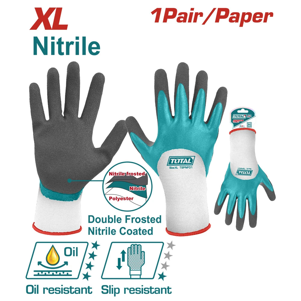 Nitrile Frosted Coated Gloves Double Nitrile frosted coated - TOTAL