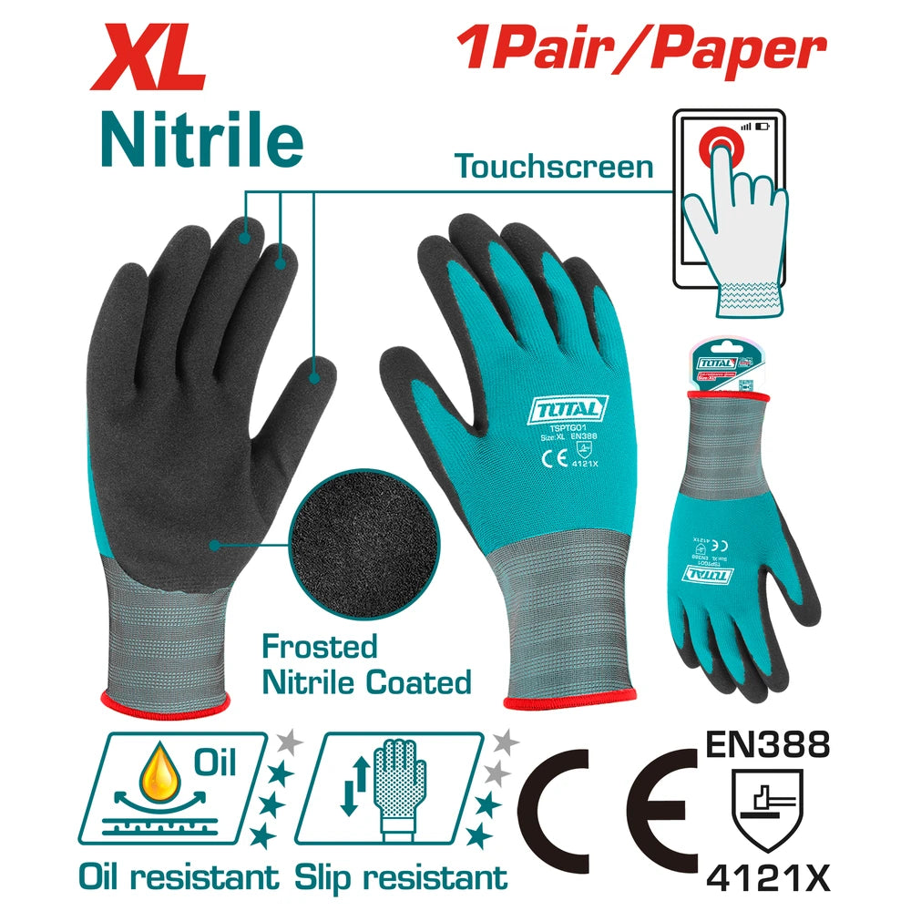Nitrile Frosted Coated Gloves - TOTAL